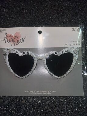 Studio His & Hers Bride-to-Be Heart Sunglasses in White